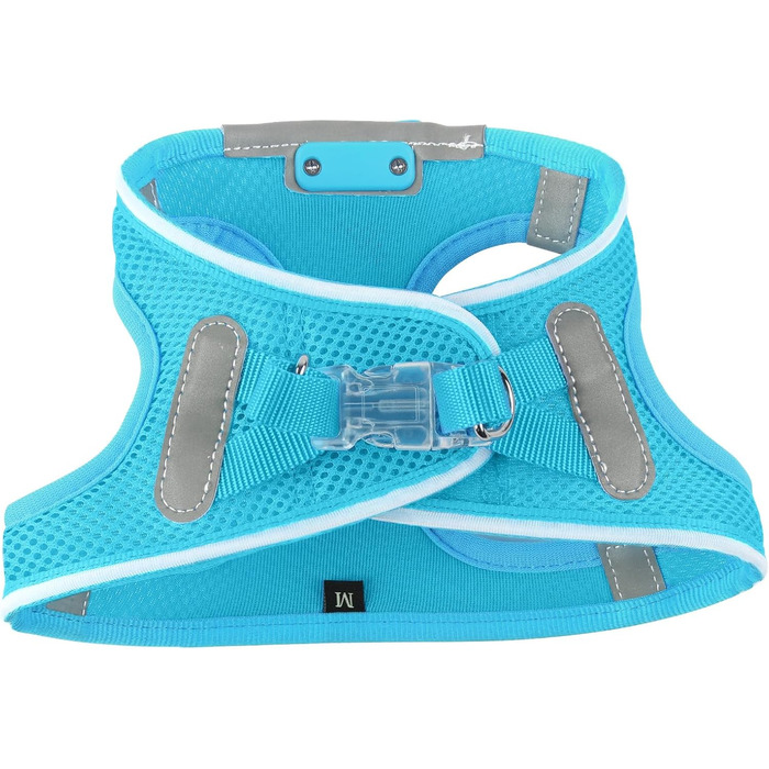 Світлодіодне шлейка для собак з підзарядкою - світлотехнічна шлейка, світловідбиваюча для цуценят, маленьких та середніх собак, нагрудна шлейка, дихаюча шлейка (Синій, Small) Синій Small