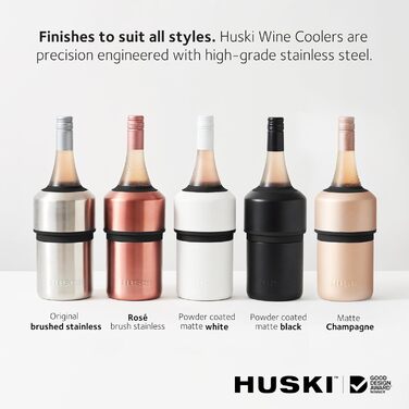 Huski Wine Cooler | Award-Winning Design Without Ice | Keeps Wine Cold Up to 6 Hours | Wine Accessory | Next-Generation Ice Bucket | Fits Some Champagne Bottles (Stainless Steel)