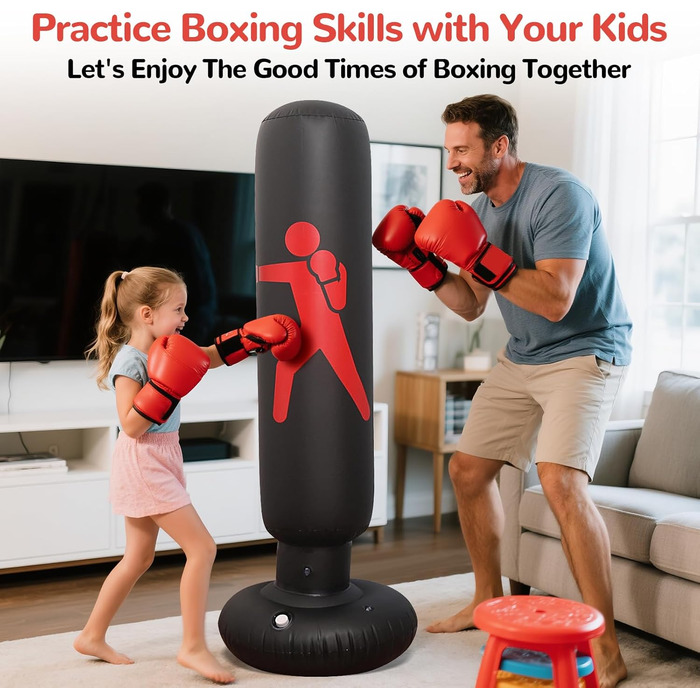 Надувний боксерський мішок для дітей 160см з боксерськими рукавичками. Ідеально для карате та тхеквондо (6-12 років)