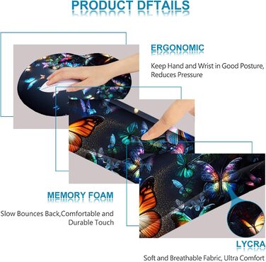 Підкладка під мишу та клавіатуру ergonomic ARTSO з гелевою підтримкою зап'ястя, набір для комфортної роботи, зменшення болю