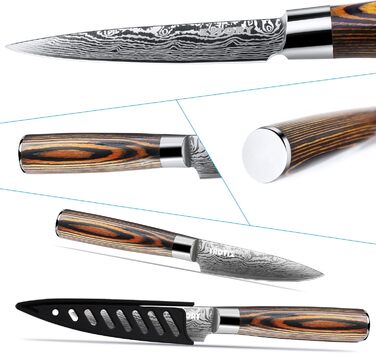 Японський кухонний ніж Kiritsuke Kochmesser 20 см, професійний шеф-ніж з нержавіючої сталі, захист леза, ручка з паккавуда, серія FLAMINGO