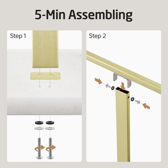 Підставка для рушників подвійна KES, нержавіюча сталь SUS 304, мармурова основа, 84 см, золота
