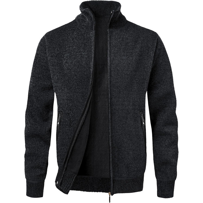 Чоловіча в'язана жилетка з коміром-стійкою та блискавкою, тепла з м'якою підкладкою, спортивна куртка-кардиган, дрібний в'яз, осінньо-зимова куртка (XXL, Чорний)