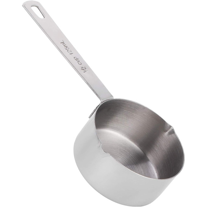 Stainless steel measuring cup 304, metal measuring spoons, baking measuring spoons with scale, cake measuring spoons for the kitchen, kitchen scale (size: 1/3 cup 80 ml) (1/2 cup 125 ml)