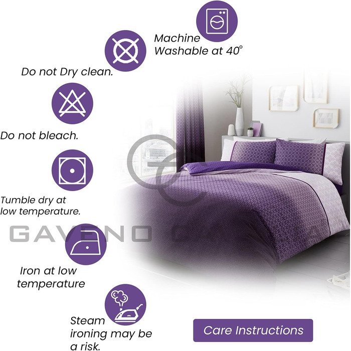 Комплект постільної білизни GC GAVENO CAVAILIA (200x200 см), поліестер/бавовна, фіолетовий, для односпального ліжка