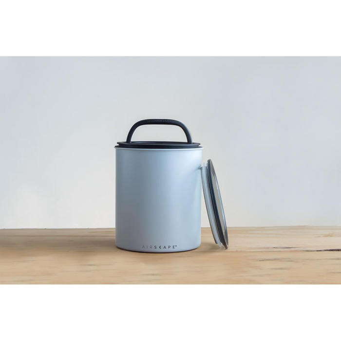 Airscape Coffee Storage Canister (1.1 kg dry beans) – large kilogram-sized container, patented airtight lid presses air out to preserve food freshness (gray)