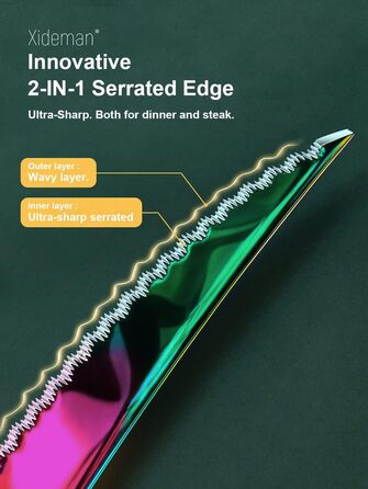 Набір столових приборів 24 предмети для 6 осіб, нержавіюча сталь 18/10, титанове покриття, кольоровий, з зазубреним ножем, для посудомийної машини