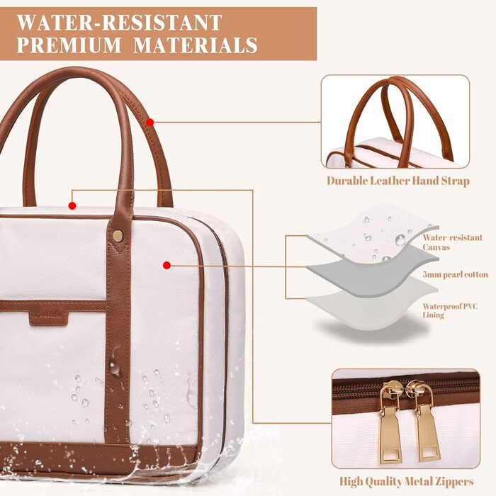 Косметичка для подорожей на підвішування з великою місткістю, 4 відділення, гачок, для жінок, P-beige