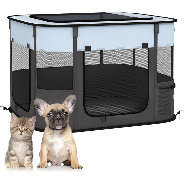 PawHut® Вольєр для цуценят, огорожа для собак, вольєр-загон, сірий, 74 x 60 x 45 см