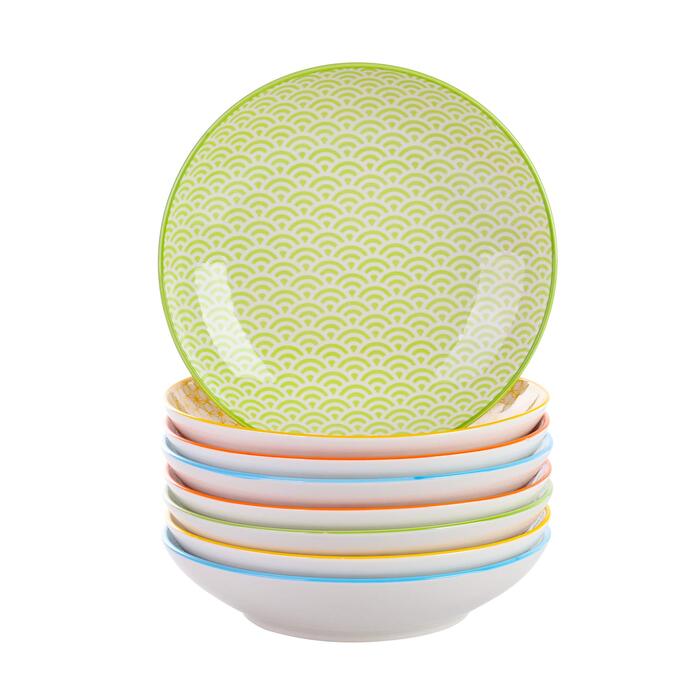 Набір тарілок Vancasso Maracon Natsuki: 8 глибоких тарілок з порцеляни, Ø 21.5 см, 600 мл