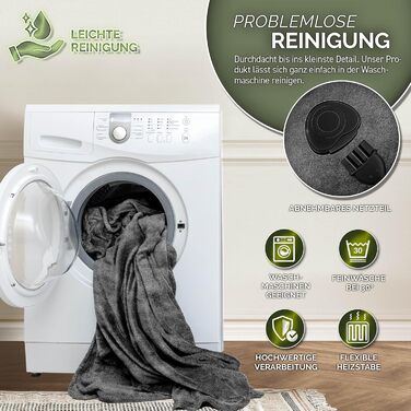 Електрична гріюча ковдра Sinnlein® з автовимкненням 160 x 120 см | 9 температурних режимів | Ковдра для ліжка, дивану | Електрична ковдра з таймером та цифровим дисплеєм (160x120 см, антрацит)