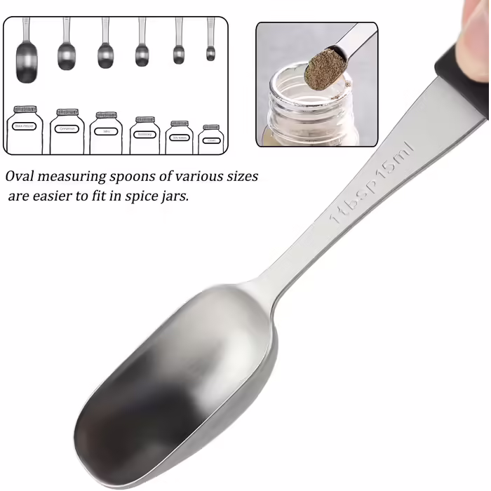 Magnetic Measuring Cups and Spoons Set Includes 7 Stainless Steel Measuring Cups, 6 Stackable Magnetic Measuring Spoons with 1 Leveler for Dry and Liquid Ingredients (Black)