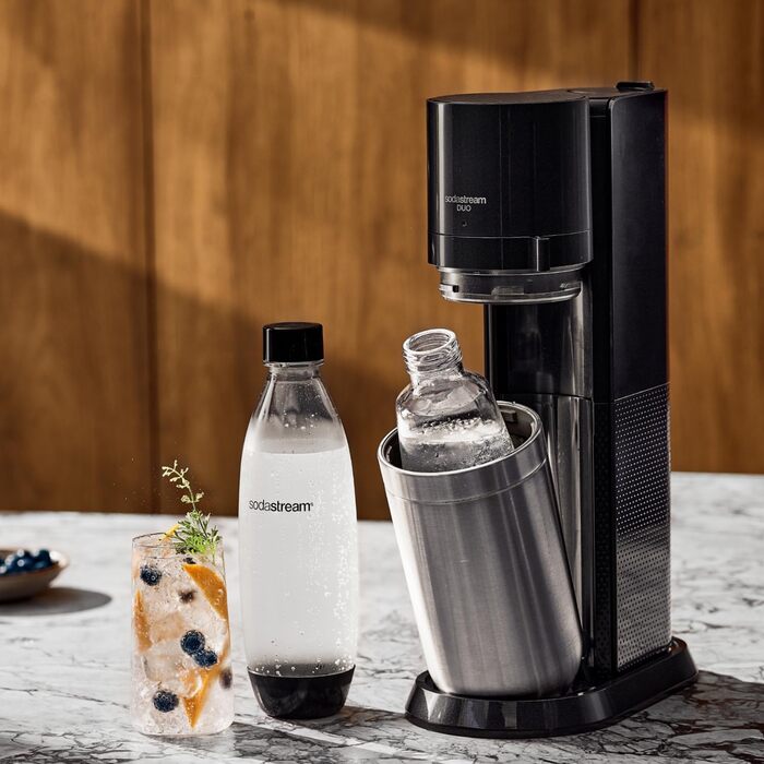 SodaStream DUO: Газова вода вдома | В комплекті: скляна та пластикова пляшка | Колір: Титан