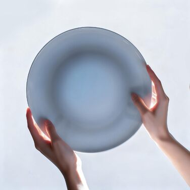 Набір посуду HIKAA на 6 осіб, 18-ти предметний сервіз з кісткового фарфору, комплект тарілок, безпечний для мікрохвильової печі та посудомийної машини, сервіз для дому, весілля, легкий та довговічний (блакитний)