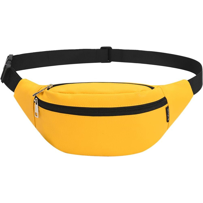 Сумка на пояс для чоловіків та жінок з PU шкіри, поясна сумка, спортивна сумка-шоппер, сумка на стегно для подорожей, піших прогулянок, тренувань з собакою та активного відпочинку на природі (Жовта)