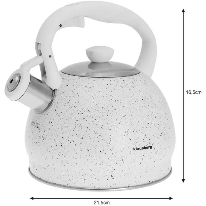 Чайник з нержавіючої сталі Klausberg з свистком, 2 літри, KB-7320 (білий)