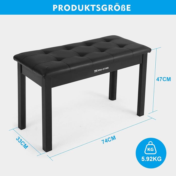Електронне піаніно MUSTAR 88 клавіш з табуретом, цифрове піаніно, чорне, USB/MIDI, для початківців