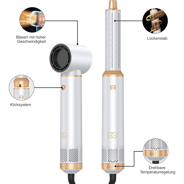Набір для укладки волосся Golden Goods Airstyler 5-в-1: фен-щітка, плойка, стайлер для об'єму, випрямлення та завивки
