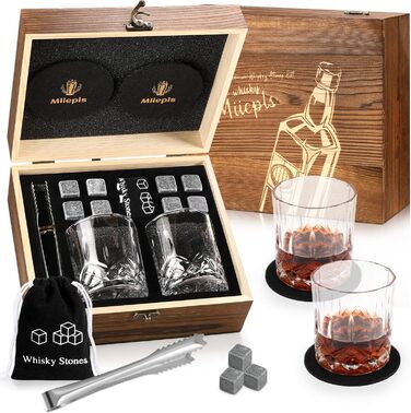 Набір склянок для віскі з кубиками охолодження та підставками, подарунок для чоловіків
