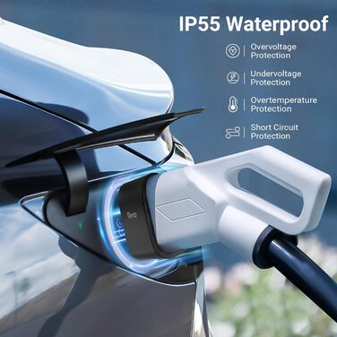 Кабель зарядний Type 2 22kW 32A 7.5м 3-фазний Mennekes IP55 для електромобіля EV/PHEV (адаптер CCS1 на Tesla в комплекті)