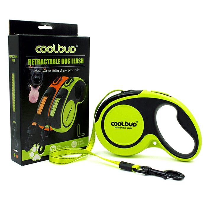 Висувна поводок для собак, 4.6 м, для собак маленьких, середніх та великих порід (до 110 кг), міцний поводок з блокуванням та гальмом, великий, зелений