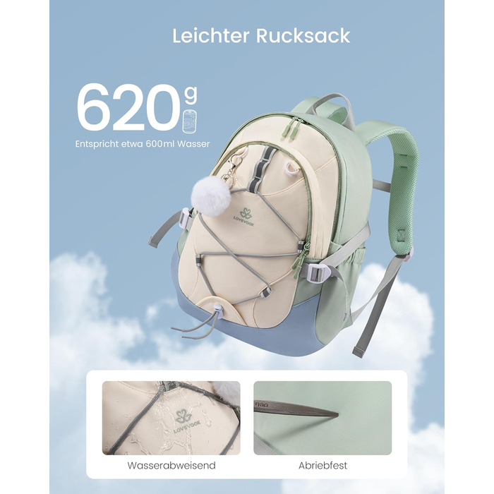 Шкільний рюкзак LOVEVOOK для підлітків, 5 клас, з нагрудним ременем, легкий, для дівчаток, 8+ років, 15.6