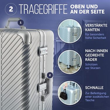 Чемодан ручної поклажі 55x40x20 з алюмінієвим каркасом | Валіза на колесах - Міцний ролер з кріпленням для ноутбука [ВОДОНЕПРОНИКНИЙ] з захистом кутів (ручна поклажа 20 дюймів)