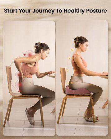 Ортопедична подушка для сидіння ProtoArc для офісного крісла: ергономічна, з піною Memory Foam, для рівномірного розподілу тиску, для комфорту протягом дня (роликове крісло, автомобіль) (Рожевий, Великий)