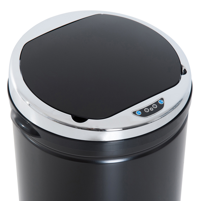 HOMCOM Sensor Trash Can 42L, Electric Automatic Waste Bin with Lid, Stainless Steel, for Bathroom, Office, Kitchen, Dining Room, Steel, Black | Aosom