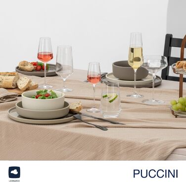 Набір келихів для просекко LEONARDO HOME PUCCINI 280 мл, 6 шт, міцне скло, підходить для посудомийки, з серветкою для полірування
