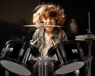 XDrum Junior Pro Kinder барабанний комплект Red - для дітей 5-9 років - з аксесуарами та навчальним посібником (Чорний, Solo)