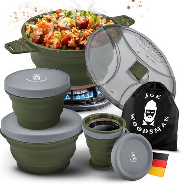 Набір посуду для кемпінгу Joe Woodsman: легкий, складаний, для туризму та подорожей