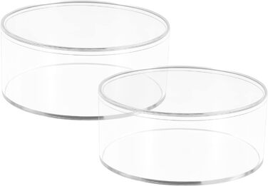 Круглі акрилові контейнери з кришкою, 2 шт, прозорі, 15x2,6 см, для зберігання цукерок, пігулок, намистин, нігтів та прикрас