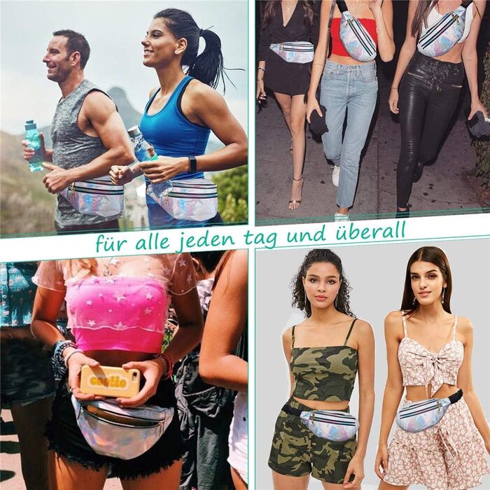 Чоловіча/Жіноча поясна сумка-бананка, водонепроникна, з відділеннями на блискавці, регульований ремінь, срібна