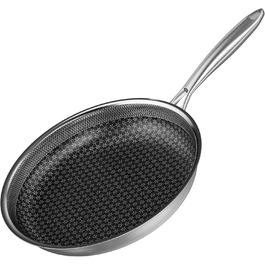 Сковорода RIOVARM 30 см з нержавіючої сталі з антипригарним покриттям, Wok, для всіх плит, сумісна з індукцією, можна мити в посудомийній машині, для приготування омлетів та універсальних страв