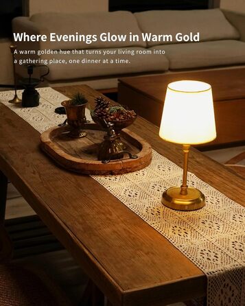 Нічник бездротовий акумуляторний Wiederaufladbare з димером та лампочкою для спальні, вітальні, їдальні - Золотий A-gold