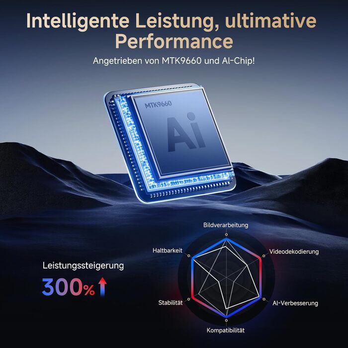 4K Smart проєктор KOGATA з авто-фокусом, WiFi 6, Bluetooth та підтримкою Netflix | Домашній кінотеатр для саду та стрімінгу | Сірий