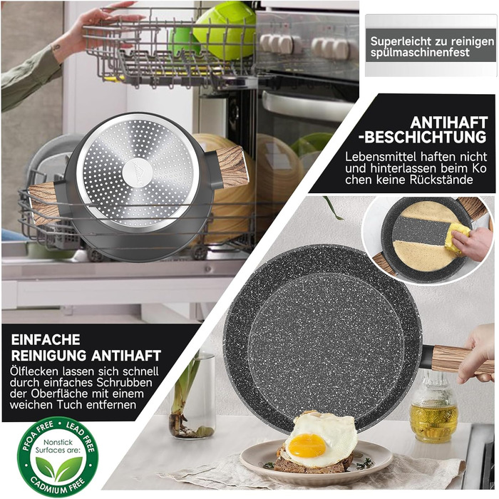 Набір каструль HOMELUX 10 частин з нержавіючої сталі, індукційне дно, з кришками, чорний