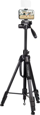 Штатив відео MOJOGEAR 140 см з тримачем для смартфона - штатив для камери/DSLR/телефона з алюмінію, з кульковою головкою, швидкознімною платформою, сумкою (SAB234)