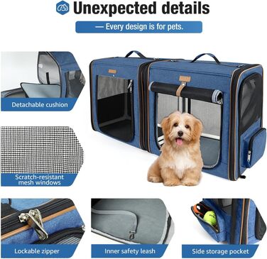 Транспортна переноска для собак та котів середнього розміру, 2-в-1, блакитна