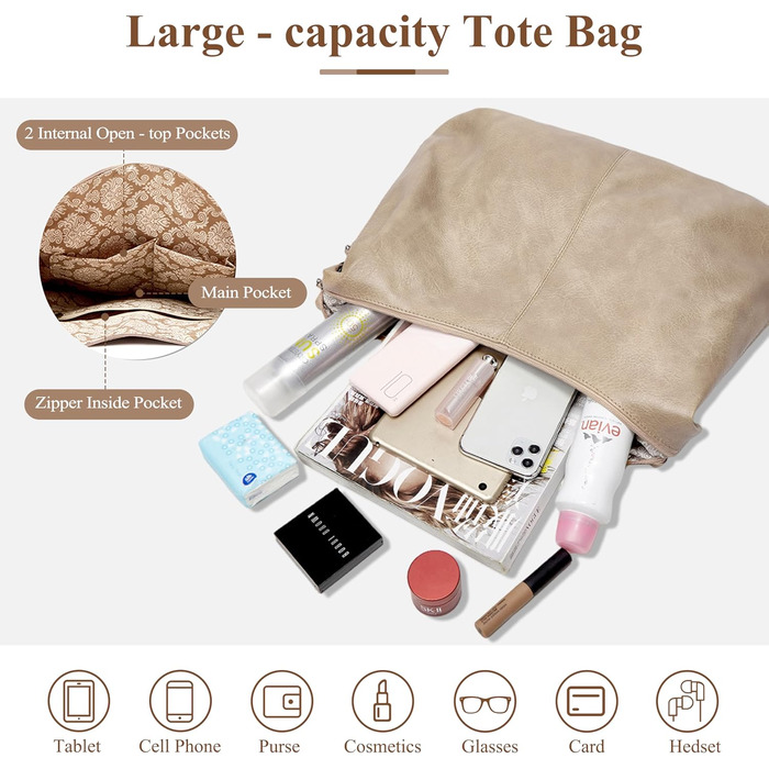 Жіноча сумка-шопер елегантна крос-боді з PU-шкіри (кава/світло-хакі) з кишенею на блискавці