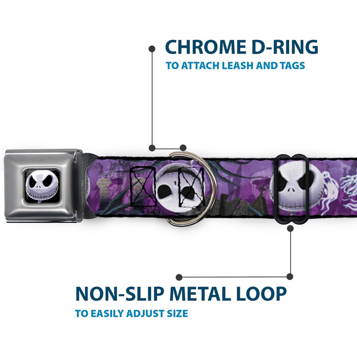 Нашийник для собак Buckle-Down Jack Expressions Ghosts in Cemetery - широкий 2.5 см, розмір 38-66 см