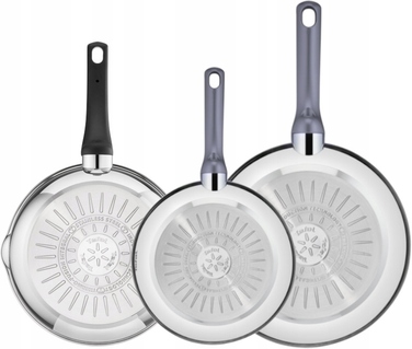 Набір сковорідок Tefal Emotion, титанове покриття, сріблясті, 3 предмети
