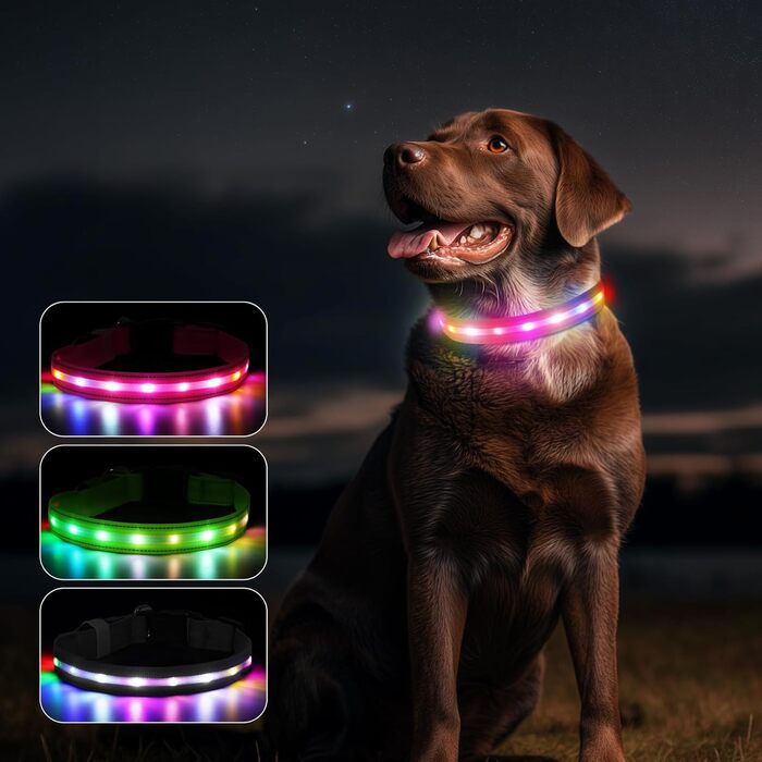 Світлодіодне нашийник для собак Feycig - USB, водонепроникний, 3 режими, регульований, для малих, середніх та великих собак (Рожевий, L(48-60см))