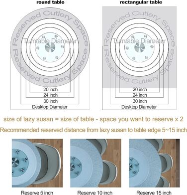 Roninkier Turntable for Tabletop, 50cm Large Round Clear Dining Table Rotating Tray Serving Platter with 6 Swivel Wheels, Heavy Duty Tempered Glass Centerpiece Lazy Susan