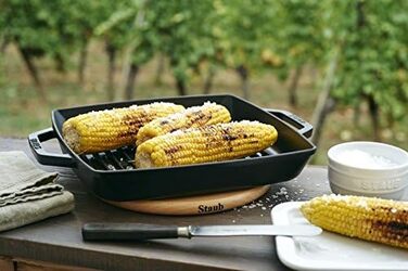 STAUB чавунна гриль-сковорода з двома ручками, квадратна, для всіх типів плит і духовки, графітова, 23 см