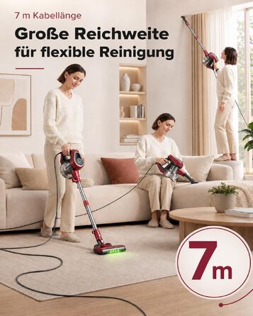 Пилoсмок Vexilar C8 з кабелем, безмішковий, 60КПа/600Вт, контейнер 1.5л, щітка Anti-Tangle для шерсті тварин, килимів та твердих підлог, винно-червоний