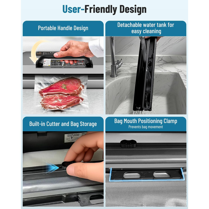 Професійний вакуумний пакувальник DXstring Vakuumiergerät Profi: 12 функцій, 95kPa, подвійний шов, для продуктів харчування