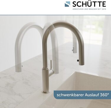 Кухонний змішувач SCHÜTTE 79562 Blackpool з висувною лійкою, поворотний на 360°, з однорідним змішувачем, нержавіюча сталь