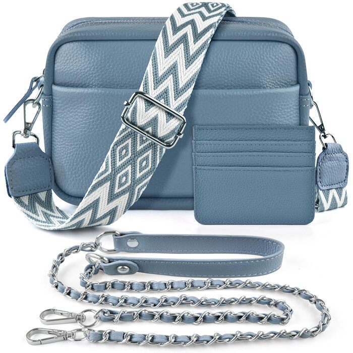 Сумка жіноча через плече BROTOU зі шкіри, чорна. Маленька сумка crossbody з широким ременем та відділеннями для карт